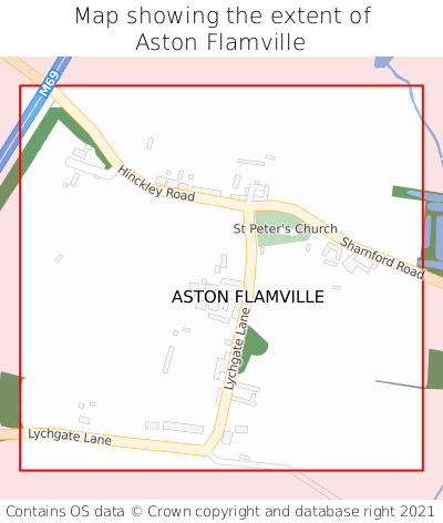 Map showing extent of Aston Flamville as bounding box