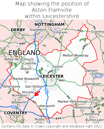 Map showing location of Aston Flamville within Leicestershire