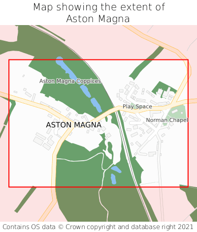 Map showing extent of Aston Magna as bounding box