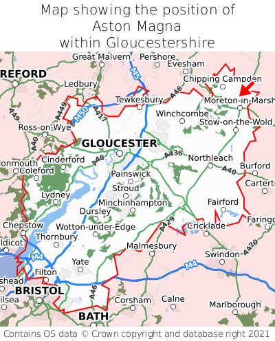 Map showing location of Aston Magna within Gloucestershire