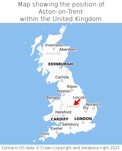 Map showing location of Aston-on-Trent within the UK