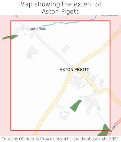 Map showing extent of Aston Pigott as bounding box