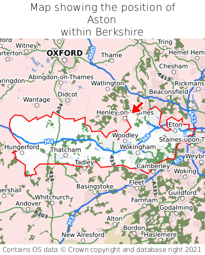 Map showing location of Aston within Berkshire
