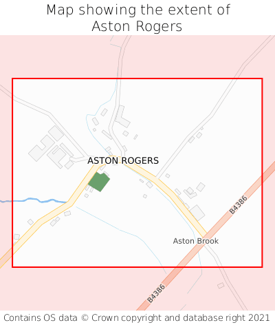 Map showing extent of Aston Rogers as bounding box