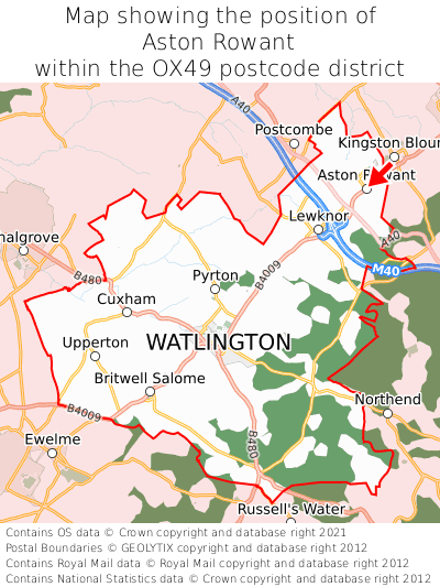 Map showing location of Aston Rowant within OX49