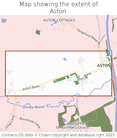 Map showing extent of Aston as bounding box