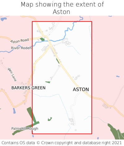 Map showing extent of Aston as bounding box