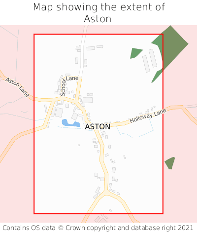 Map showing extent of Aston as bounding box