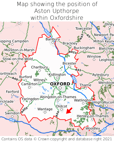 Map showing location of Aston Upthorpe within Oxfordshire
