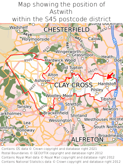 Map showing location of Astwith within S45