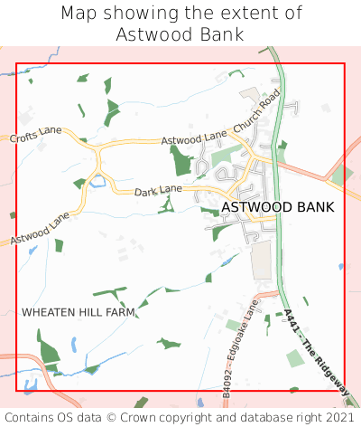 Map showing extent of Astwood Bank as bounding box
