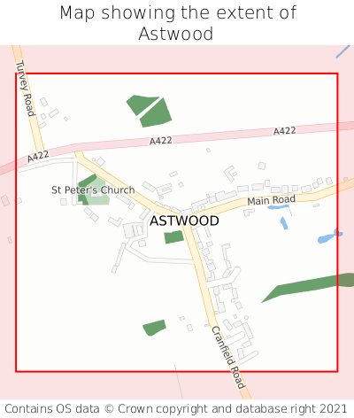 Map showing extent of Astwood as bounding box
