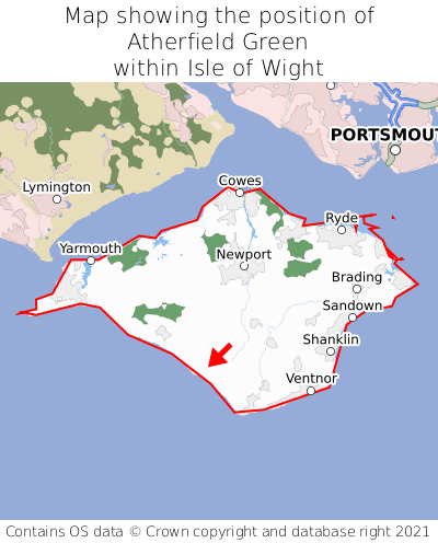 Map showing location of Atherfield Green within Isle of Wight