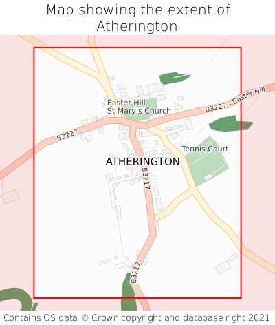 Map showing extent of Atherington as bounding box