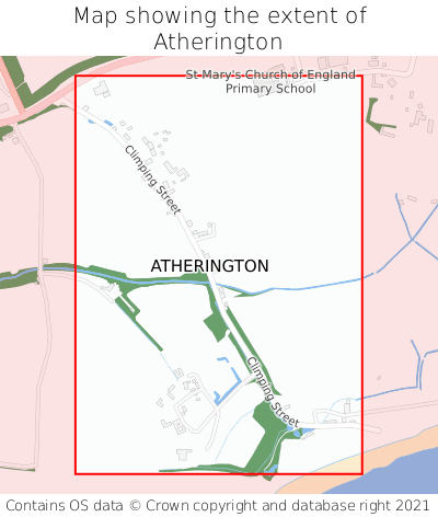 Map showing extent of Atherington as bounding box