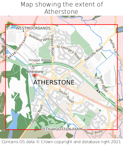 Map showing extent of Atherstone as bounding box