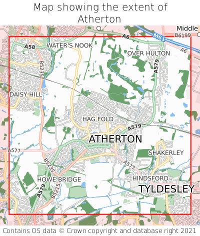 Map showing extent of Atherton as bounding box