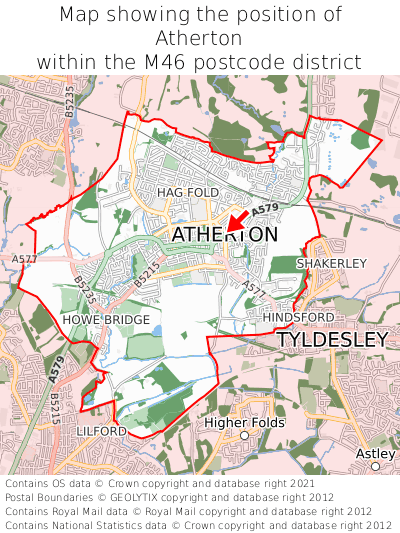 Map showing location of Atherton within M46