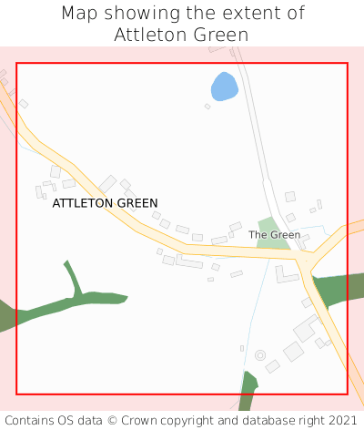 Map showing extent of Attleton Green as bounding box