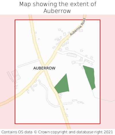 Map showing extent of Auberrow as bounding box