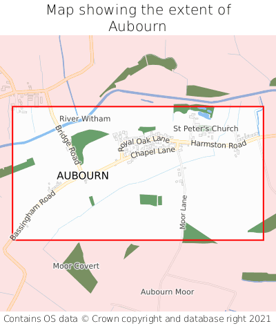 Map showing extent of Aubourn as bounding box