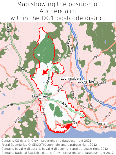 Map showing location of Auchencairn within DG1