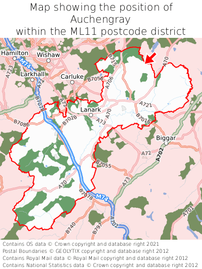 Map showing location of Auchengray within ML11