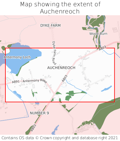 Map showing extent of Auchenreoch as bounding box