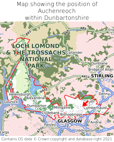 Map showing location of Auchenreoch within Dunbartonshire