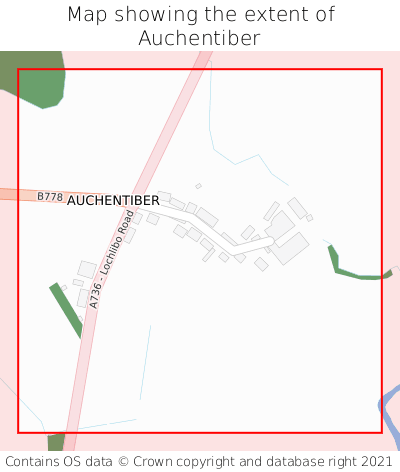 Map showing extent of Auchentiber as bounding box