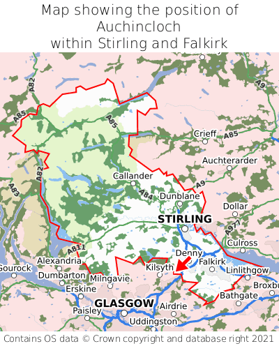 Map showing location of Auchincloch within Stirling and Falkirk