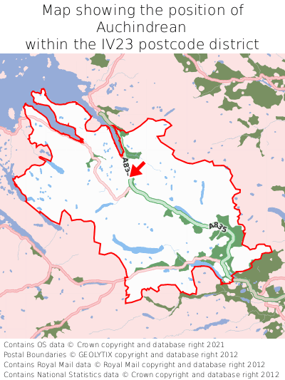 Map showing location of Auchindrean within IV23