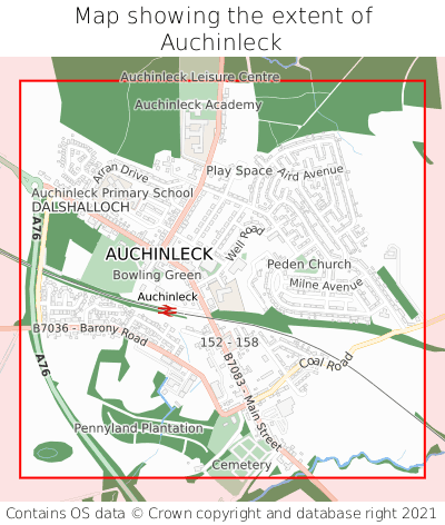 Map showing extent of Auchinleck as bounding box