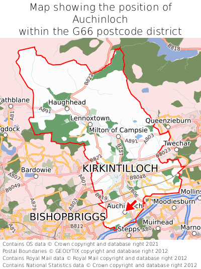 Map showing location of Auchinloch within G66
