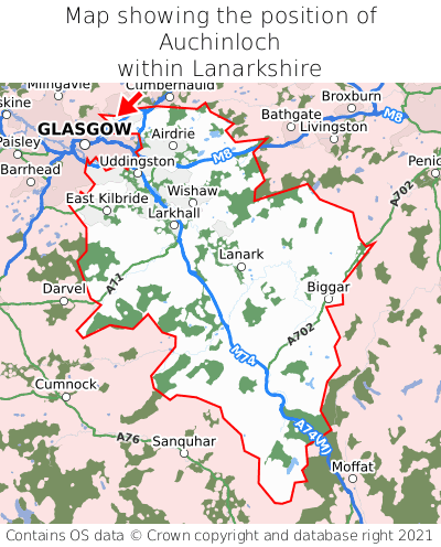 Map showing location of Auchinloch within Lanarkshire