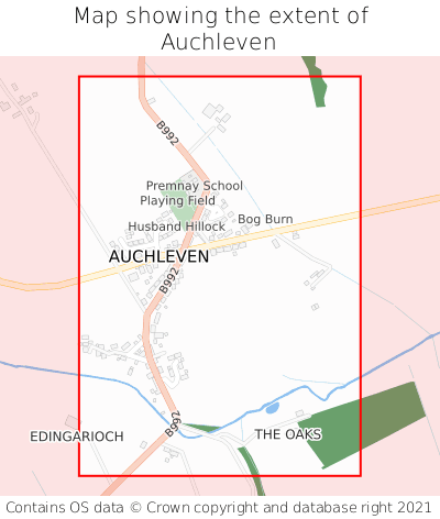Map showing extent of Auchleven as bounding box