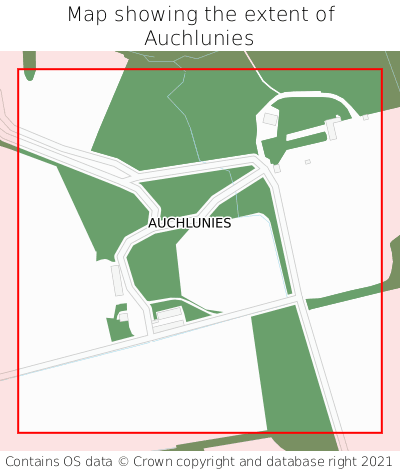 Map showing extent of Auchlunies as bounding box