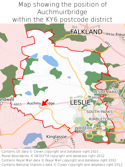 Map showing location of Auchmuirbridge within KY6