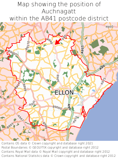 Map showing location of Auchnagatt within AB41