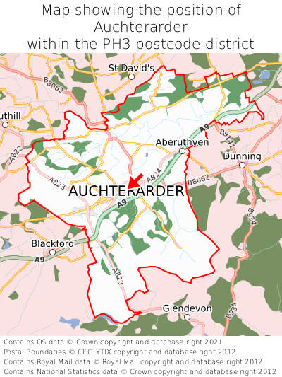 Map showing location of Auchterarder within PH3
