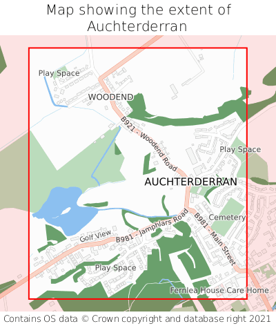 Map showing extent of Auchterderran as bounding box