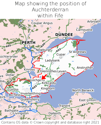 Map showing location of Auchterderran within Fife