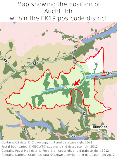 Map showing location of Auchtubh within FK19