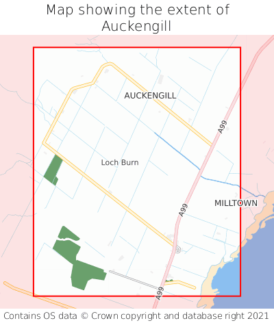 Map showing extent of Auckengill as bounding box