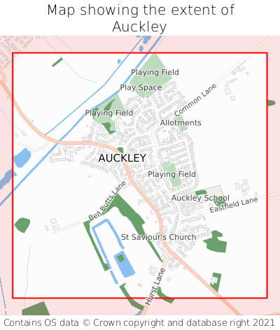 Map showing extent of Auckley as bounding box