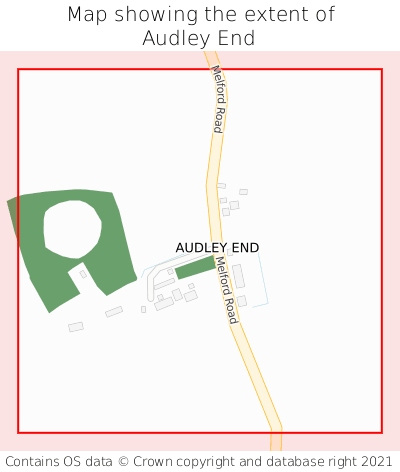 Map showing extent of Audley End as bounding box