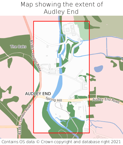 Map showing extent of Audley End as bounding box