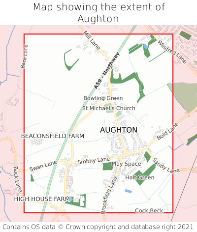 Map showing extent of Aughton as bounding box