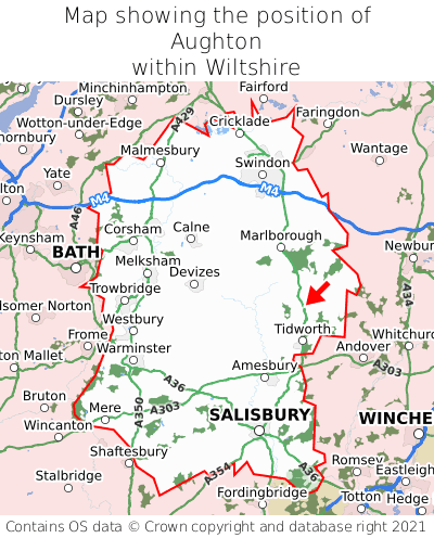 Map showing location of Aughton within Wiltshire