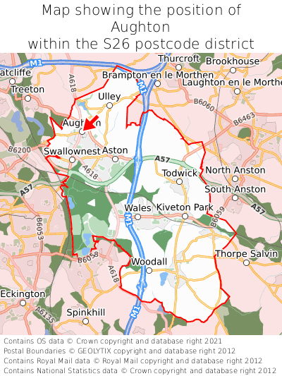 Map showing location of Aughton within S26